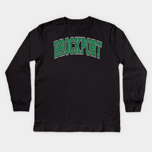 Brockport Ny New York Varsity Style Green Text Kids Long Sleeve T-Shirt